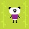 Cartoon panda boy and bamboo. Card