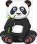 Cartoon panda eating bamboo