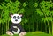 Cartoon panda in the jungle bamboo