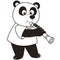 Cartoon panda playing a clarinet