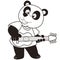 Cartoon panda playing a guitar