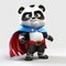Cartoon Panda Super Hero: A Dynamic 3d Render Inspired By Gu Hongzhong