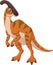 Cartoon parasaurolophus on white background