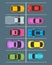 Cartoon Parking Zones with Cars Top View. Vector