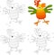 Cartoon parrot. Coloring book and dot to dot game for kids