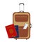 Cartoon passports,modern suitcase and boarding pass