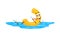 Cartoon pasta character swimming in sea water