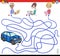 Cartoon paths maze game with people and car