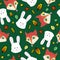 Cartoon pattern with cute fox and rabbits, fairy tail characters with falling leaves. Print Design Textile for Kids