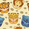 Cartoon pattern wild cats