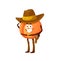 Cartoon peach cowboy character, Western, Wild West