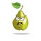 Cartoon pear funny serious character in glasses and mustache