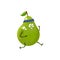 Cartoon pear running, fruit sportsman vector icon