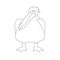 Cartoon pelican vector illustration line drawing front