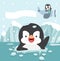 Cartoon Penguin cartoon on ice floe with Funny pilot