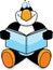 Cartoon Penguin Reading