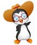 Cartoon penguin in summer straw hat