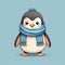 Cartoon Penguin Wearing Winter Scarf - Cute And Playful Character Design