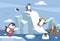 Cartoon Penguins winter north pole arctic