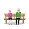 Cartoon Pensioners sitting on a bench