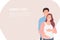 Cartoon people character design banner template loving husband embracing his pregnant wife