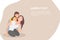 Cartoon people character design banner template mother and child having fun and giving piggyback