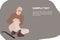 Cartoon people character design banner template senior old man sitting on the floor and holding his painful knee