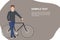 Cartoon people character design banner template a young man posing next to his bicycle