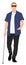 Cartoon people character design blind young man walk with a walking cane