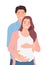 Cartoon people character design loving husband embracing his pregnant wife