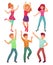 Cartoon people dance. Adult persons smiling and dancing at disco party. Funny partying person vector illustration set
