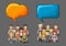 Cartoon people talking by speech bubbles