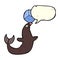 cartoon performing seal with speech bubble