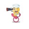 A cartoon picture of baby pacifier Sailor using binocular