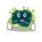 Cartoon picture of beta coronavirus showing anxious face