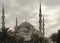 Cartoon picture of Blue mosque in Sultanahmet square in the center of Istanbul, Turkey.