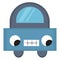 Cartoon picture of a cute car-robot, vector or color illustration