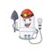A cartoon picture of electric water heater miner with tool and helmet