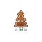 Cartoon picture of gingerbread tree with worried face