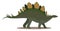 Cartoon picture of the green dinosaur, Stegosaurus, vector or color illustration