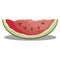 Cartoon piece of watermelon. Slice of watermelon. Sweet and juicy fruit. Fresh summer vitamins. Illustration for