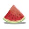 Cartoon piece of watermelon. Slice of watermelon. Sweet and juicy fruit. Fresh summer vitamins. Illustration for