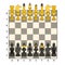 Cartoon pieces placed on chessboard