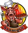 Cartoon pig chef bbq grill holding spare ribs