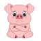 Cartoon pig with offended upset face, emotion, design element