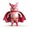 Cartoon Pig Superhero With Glasses And Red Cape