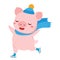 Cartoon pig, symbol of 2019 chinse new year skating. vector illustration for calendars and cards