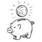 Cartoon piggy bank with coin