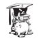 Cartoon piggy bank with graduation hat, falling money, stack of books.