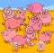 Cartoon pigs farm animal characters group